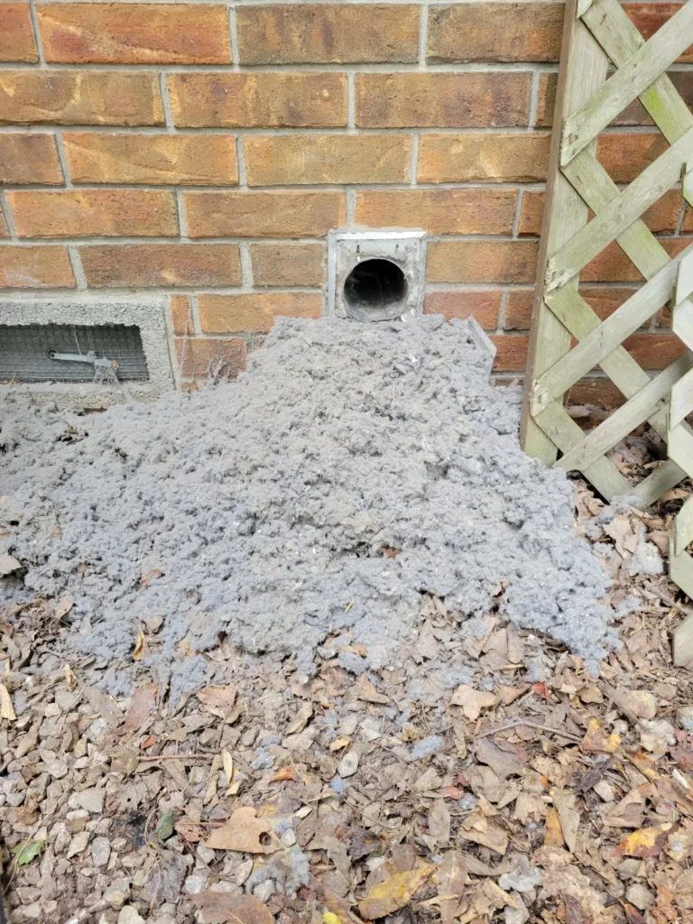 Dryer vent cleaning Springfield MO: pile of lint cleared from a clogged dryer vent